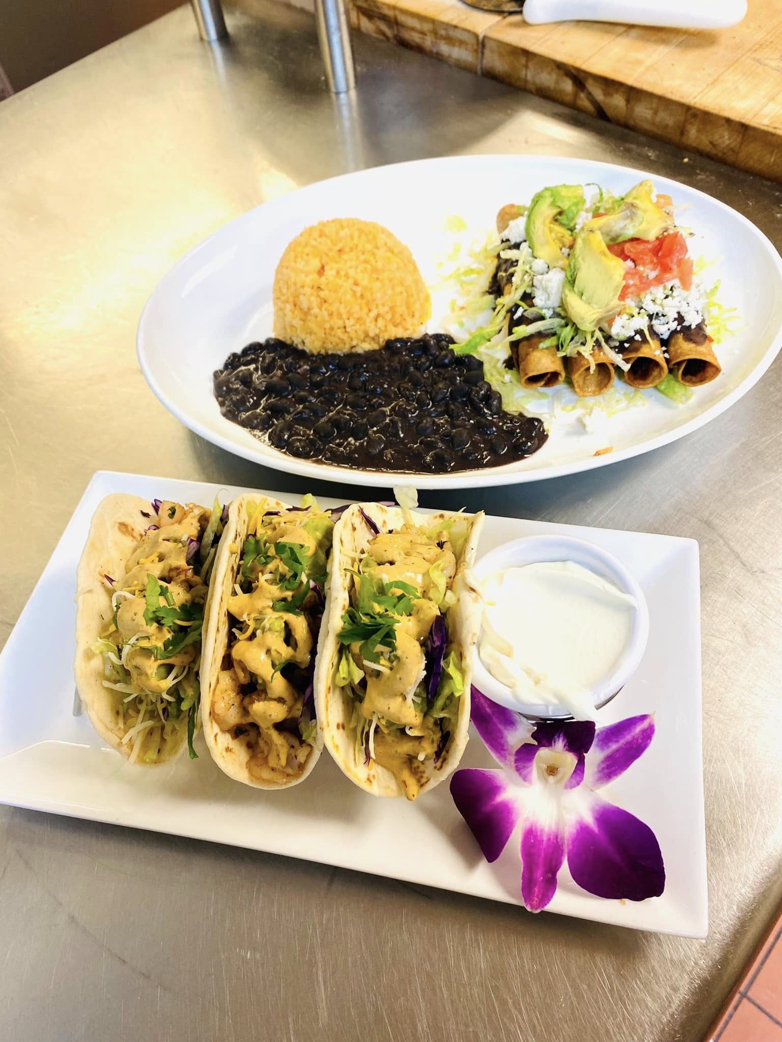 Mexican Tacos and Mexican Rolls Platter